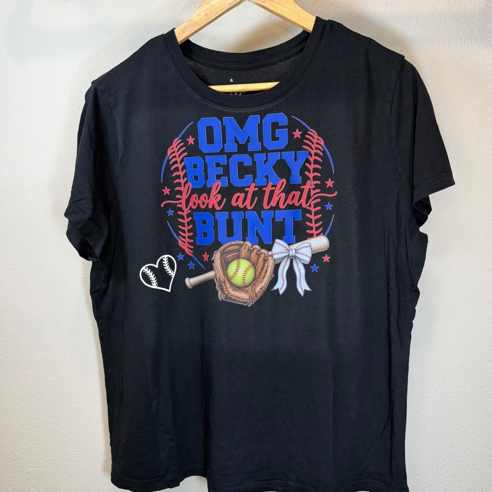 A New Day XXL Baseball Mom Graphic Tee OMG Becky Bunt Game Day Black 0541